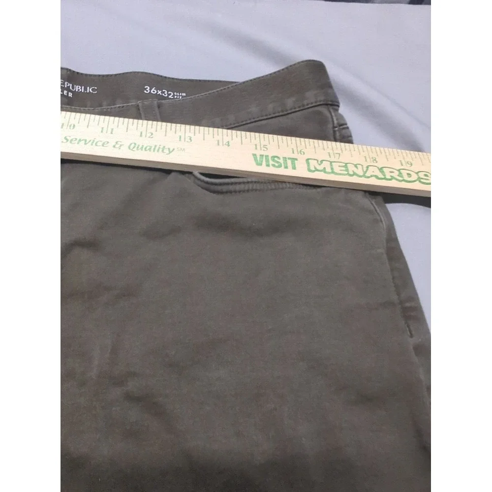 Banana Republic Traveler Pants Mens 36x32 Slim Fit Olive‎ Khaki Stretch Chino